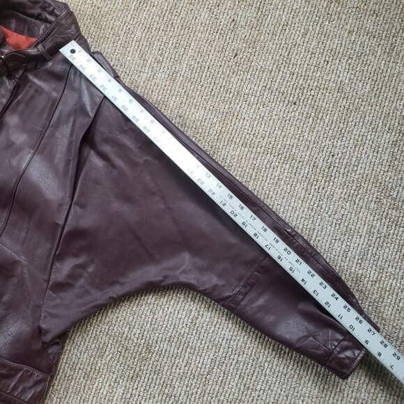 Vintage 80s Leather Coat Berman's Women's 14 Maroon Oxblood - Picture 8 of 11